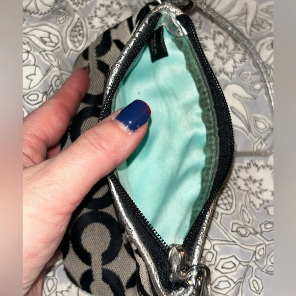 Coach Poppy black silver wristlet pouch - Picture 5 of 5